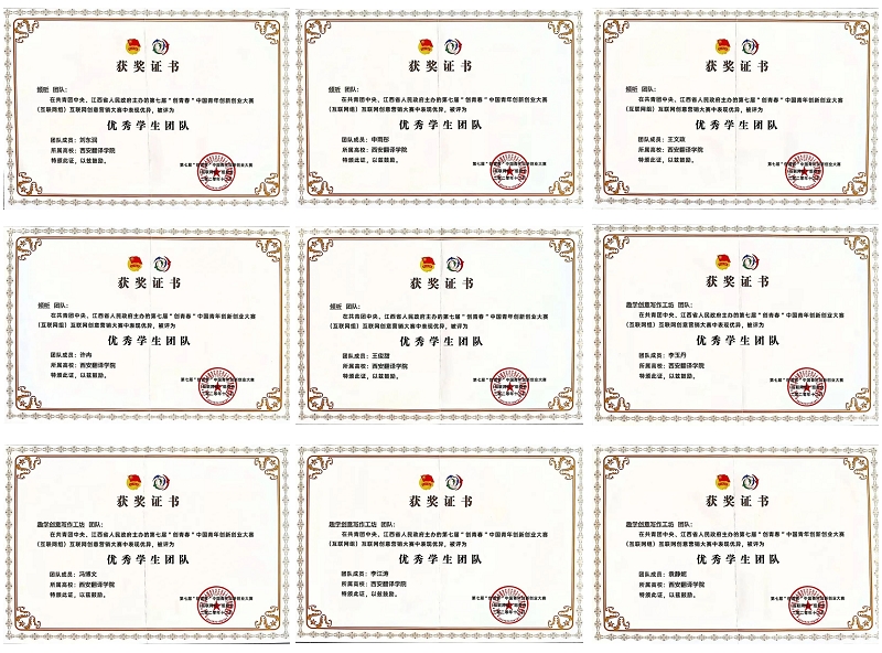 西安翻译学院在第七届“创青春”中国青年创新创业大赛中摘得多项大奖